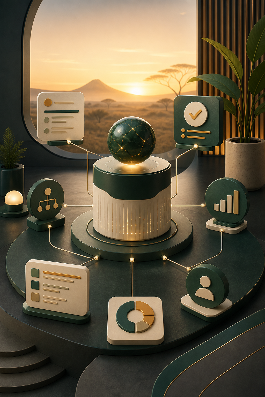 A connected intelligence operations hub overlooking the African landscape